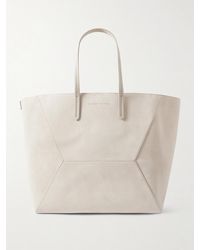 Brunello Cucinelli - Bead-Embellished Leather-Trimmed Paneled Suede Tote - Lyst
