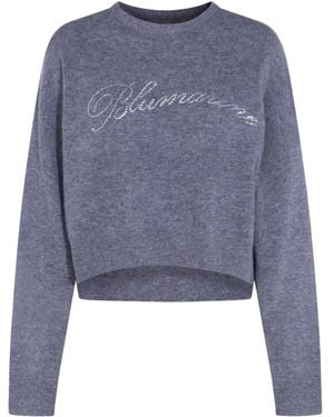 Blumarine Crystal-Embellished Wool Jumper - Blue